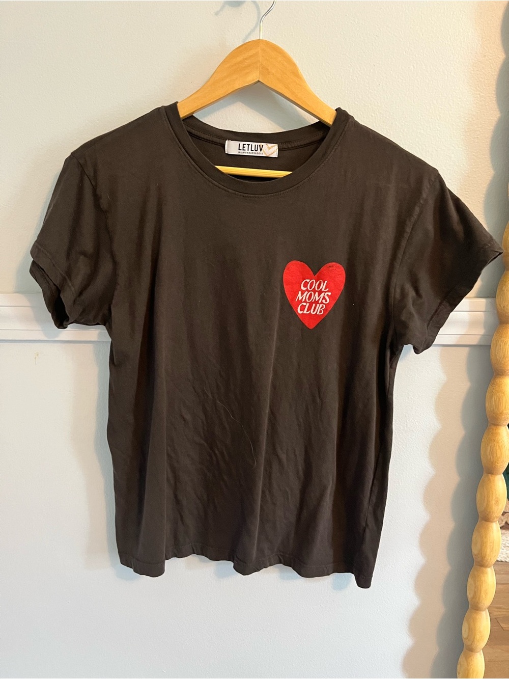 Black Tee with Red Heart "Cool Moms Club"